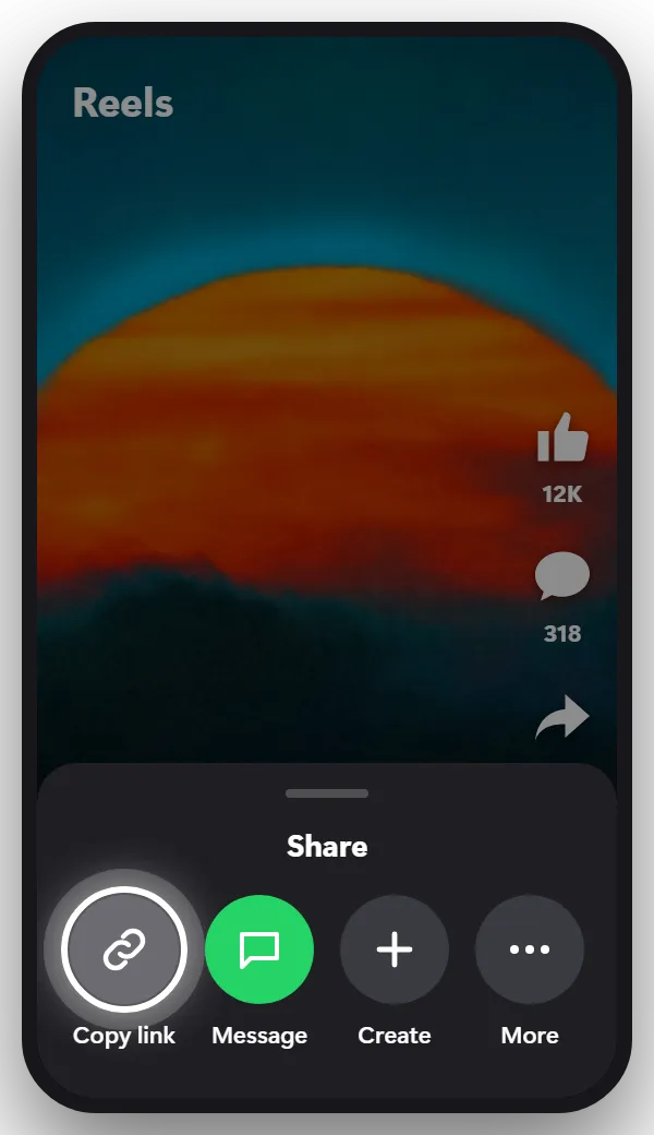 How to find a song from a Facebook video, step 2: Tap Copy link