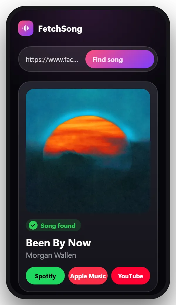 How to find a song from a Facebook video, step 3: Paste it here and tap Find song