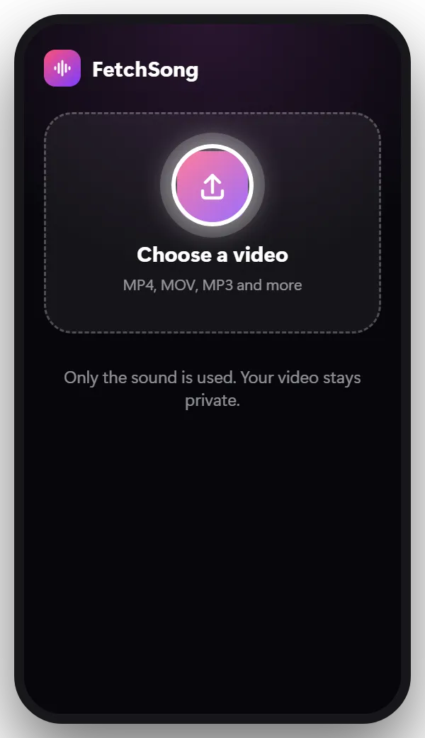 How to find a song from a video file, step 2: Choose the file