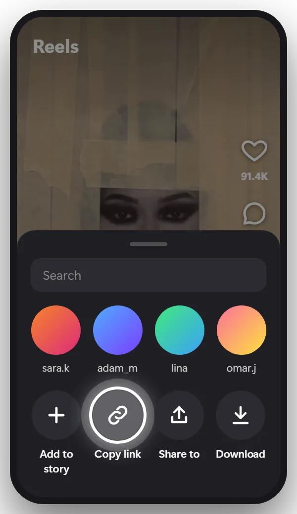 Step 2 on Instagram: Tap Copy link