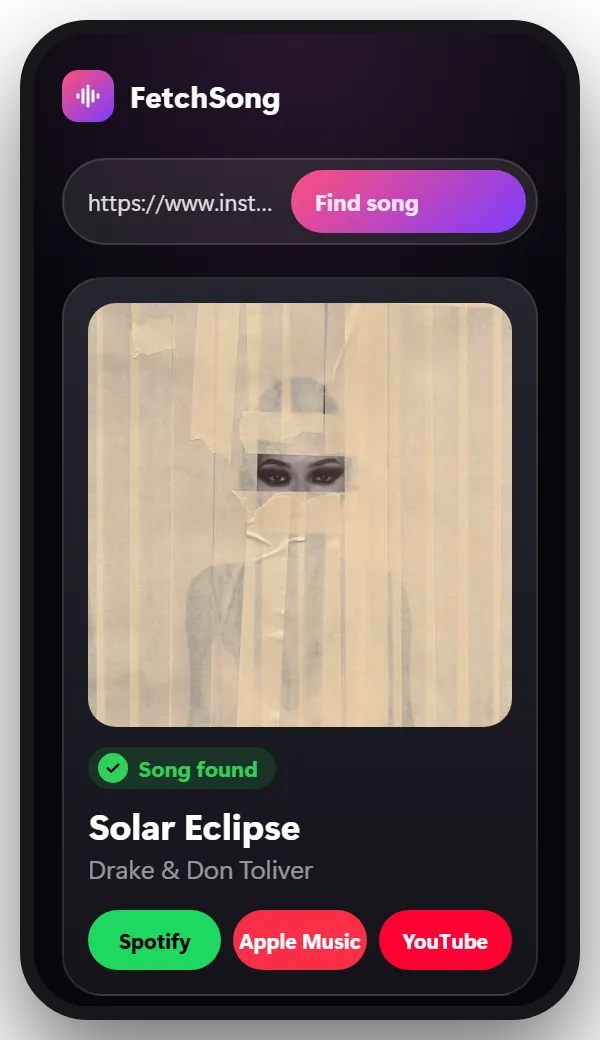 Step 3 on Instagram: Paste it here and tap Find song