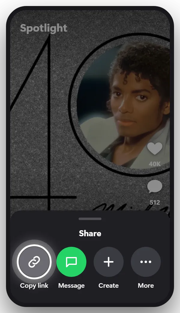 How to find a song from Snapchat, step 2: Tap Copy link