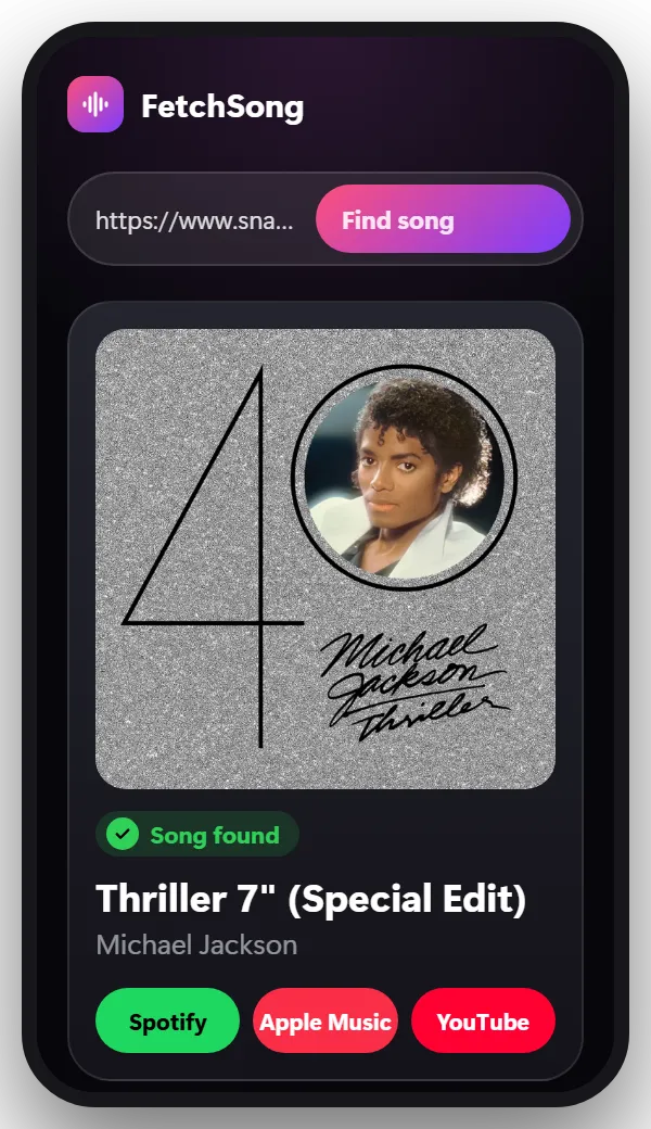 How to find a song from Snapchat, step 3: Paste it here and tap Find song