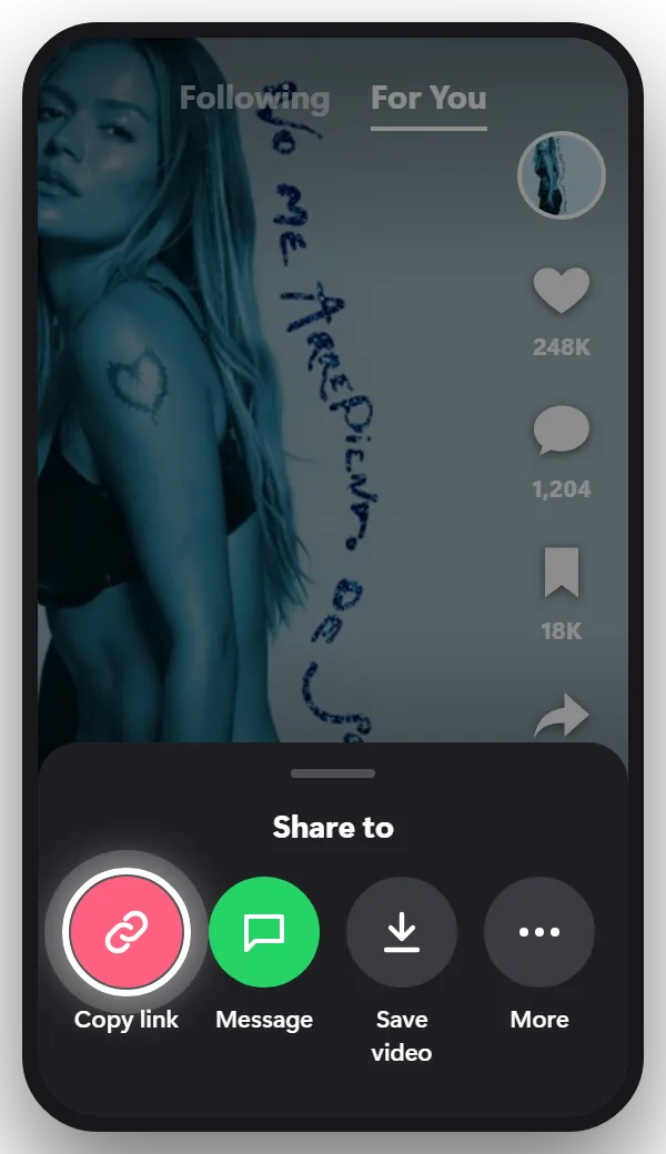 Step 2 on TikTok: Tap Copy link